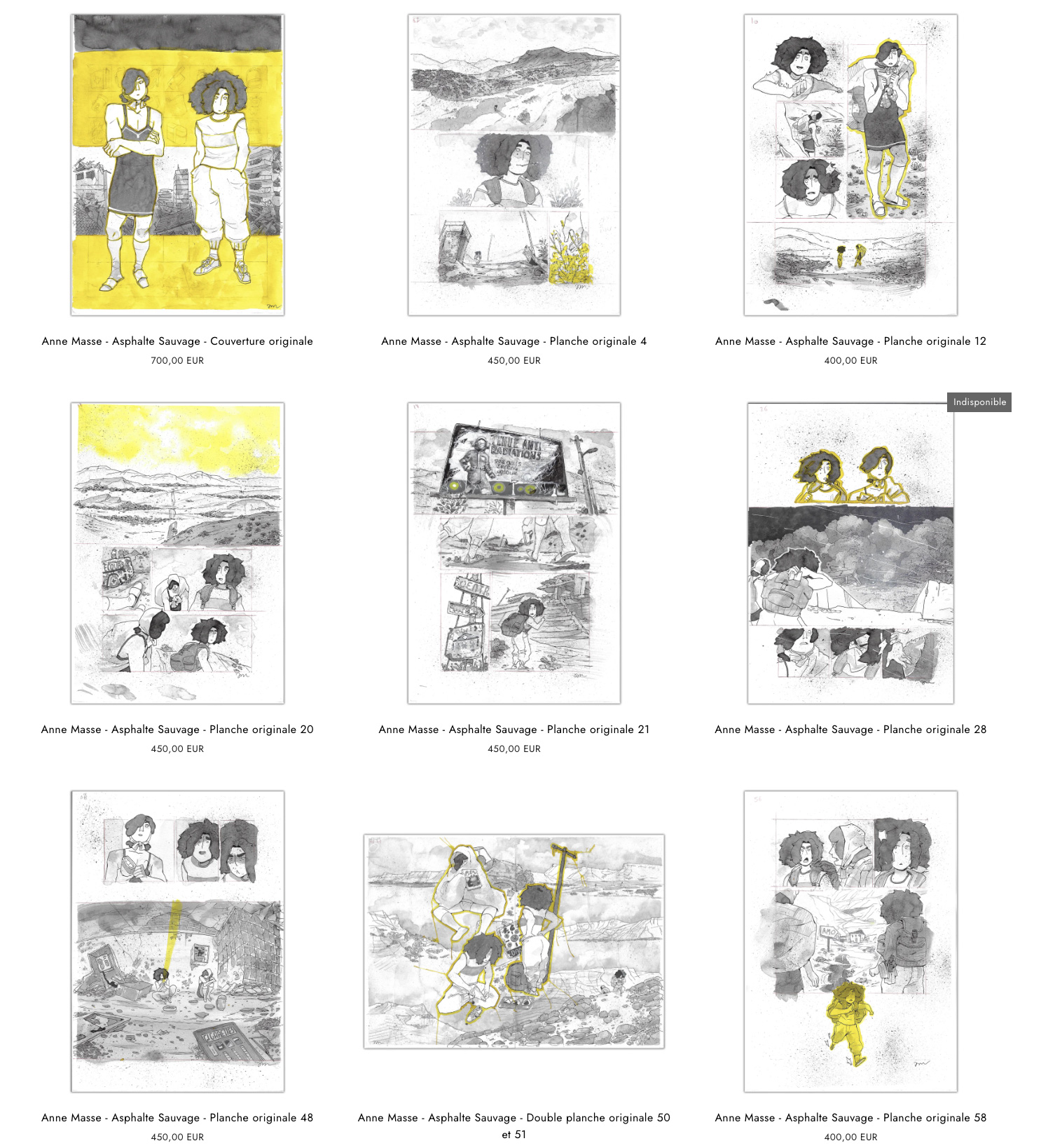 Anne Masse - planches originales Asphalte Sauvage