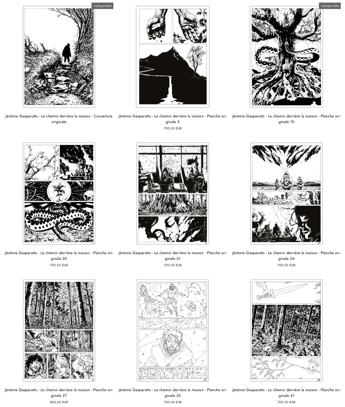 Planches originales de Jérémie Gasparutto - Exposition Achetez de l'Art