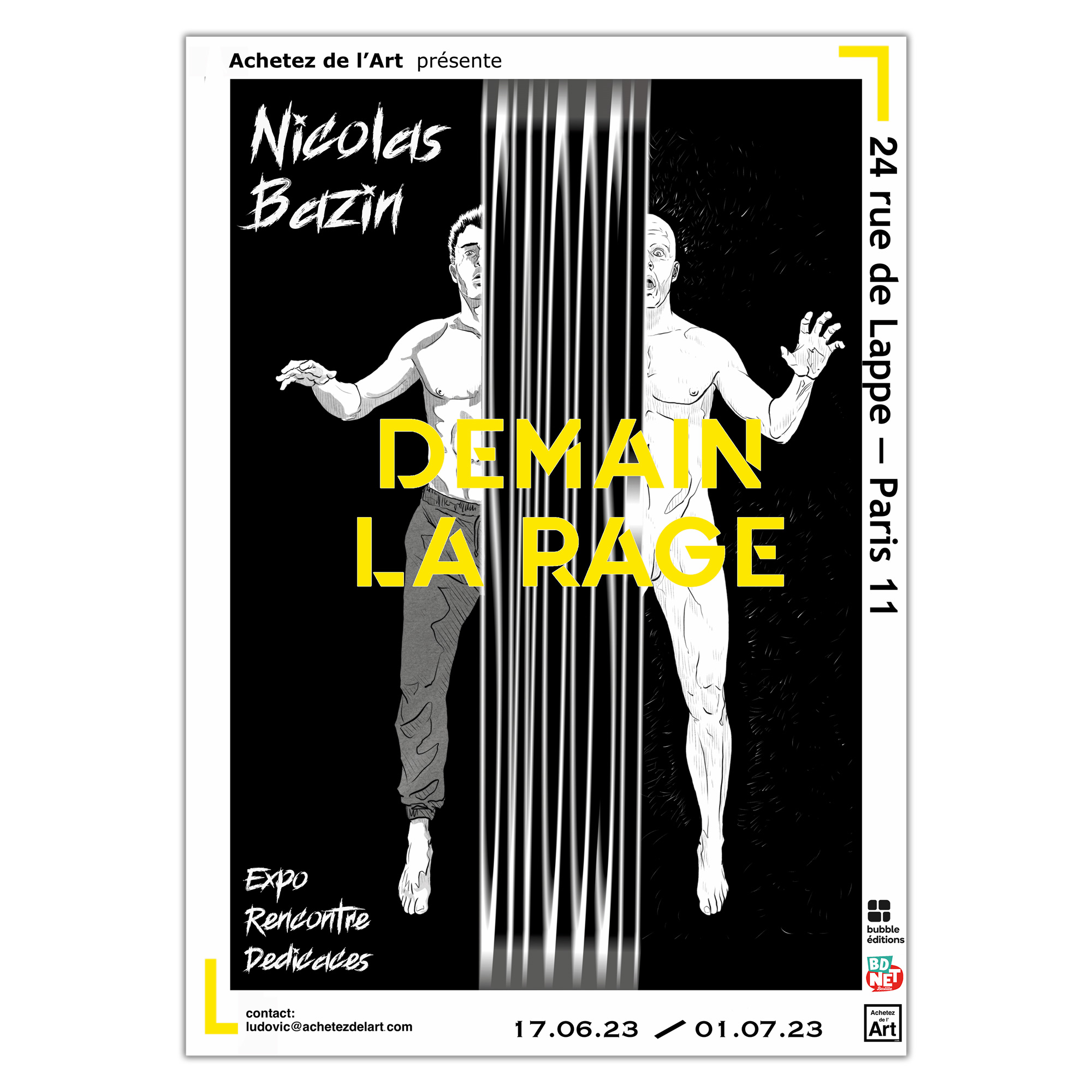 Exposition des planches originales de Demain la rage, de Nicolas Bazin chez Bubble BD