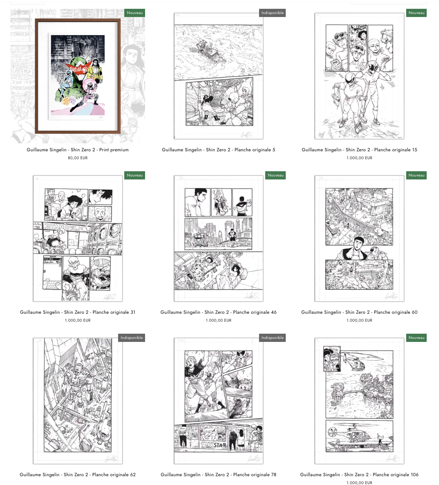 Shin Zero 2 - Planches originales de Guillaume Singelin
