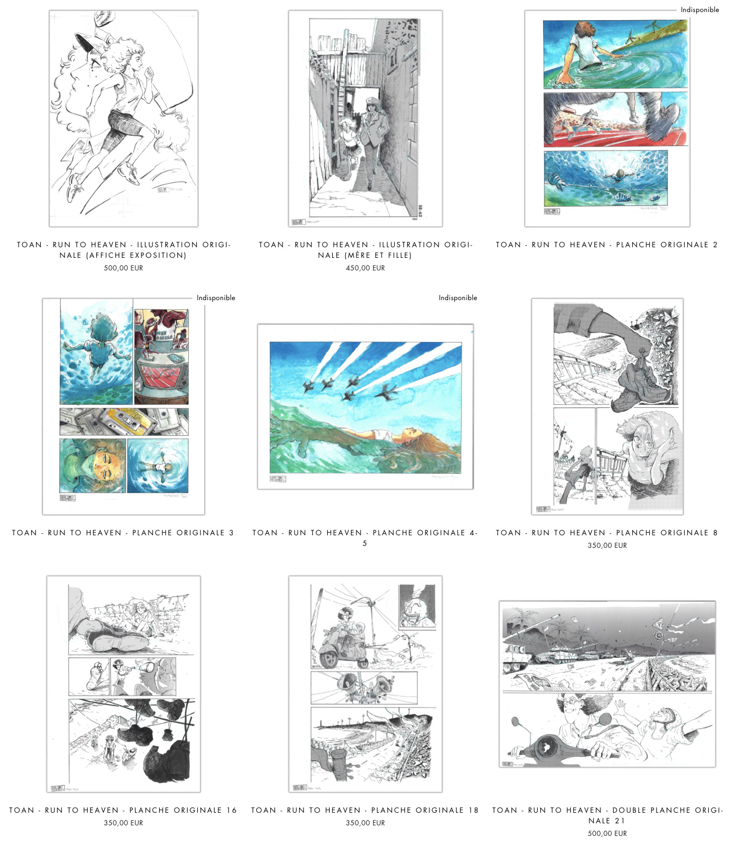 Planches originales du manga Run to Heaven de Toan