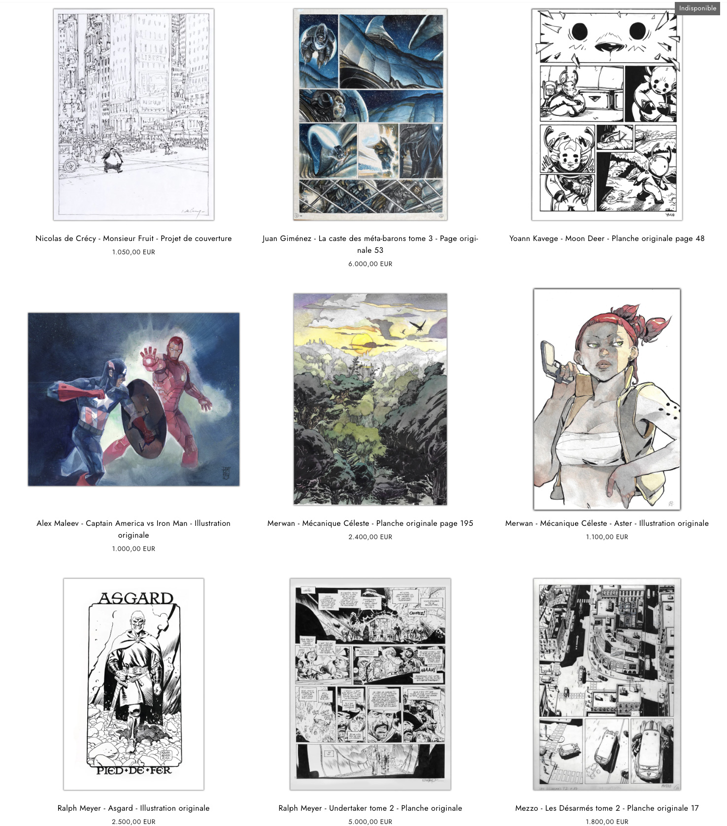 Les oeuvres de notre vente collectionneurs BD